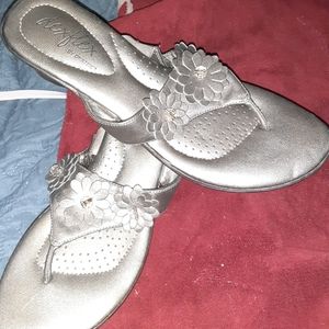 Silver dexter wedge sandals